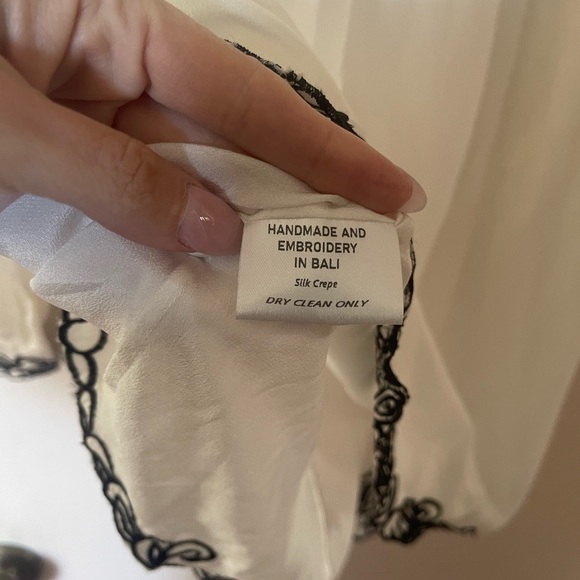 White and Black Embroidered Wrap Dress - Picture 7 of 7